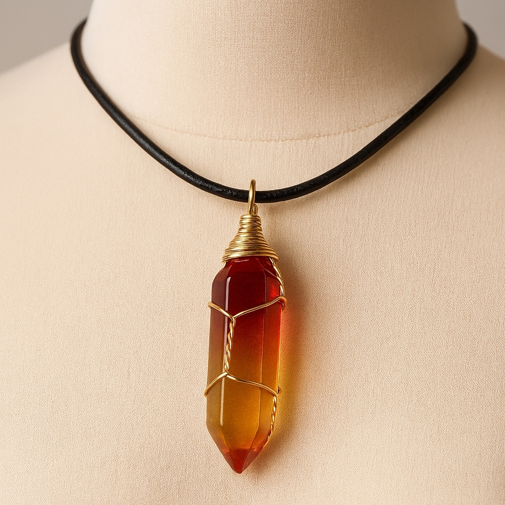 Gold Tone Wire Crystal Wrapped Pendant Necklace 18-in – Women’s Fashion Jewelry